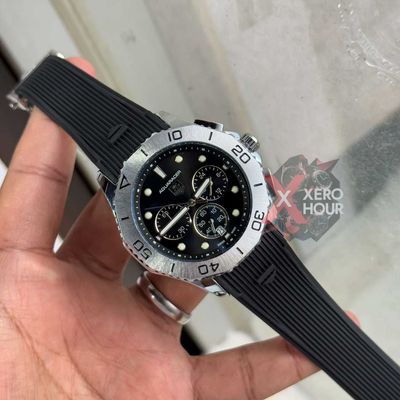 Tag heuer Aquaracer || Silicon Strap |SS Body   | Black Silver_img_2