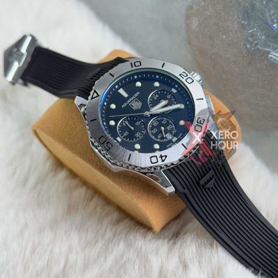 Tag heuer Aquaracer || Silicon Strap |SS Body   | Black Silver_img_0