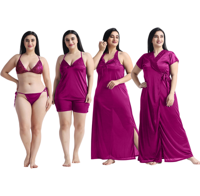 ৬-পিস নাইট ওয়্যার সেট (ম্যাজেন্টা)_img_0