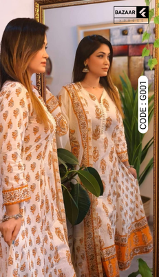সুতি কাপড়ের গ্রাউন্ড/গোল থ্রি পিস_img_1
