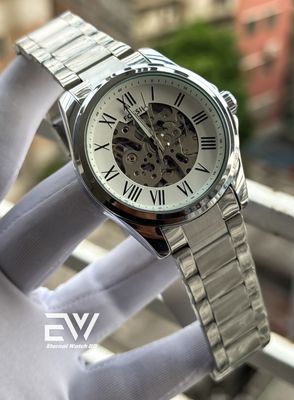 FOSSIL AUTOMATIC CHAIN WHITE DIAL SILVER BODY_img_0