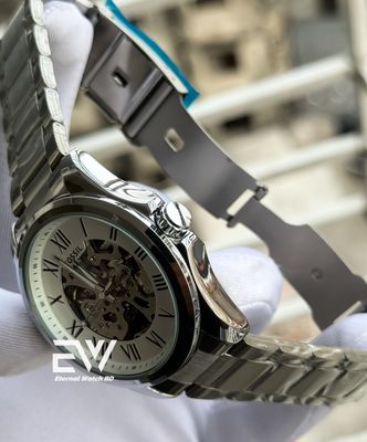 FOSSIL AUTOMATIC CHAIN WHITE DIAL SILVER BODY_img_1