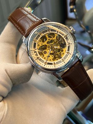 Patek Auto New Stone Brown Belt Silver Case White Dial_img_0