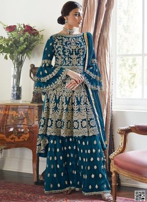 রেডিমেড জর্জেট এমব্রয়ডারি পার্টি ড্রেস_img_1