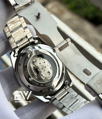 FOSSIL AUTOMATIC CHAIN BLACK DIAL RING INSIDE SILVER BODY_img_2