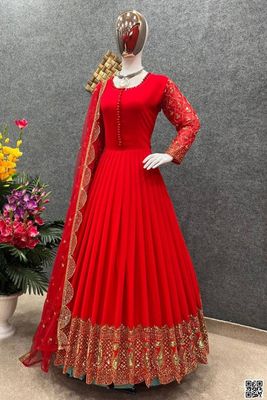 ডিমেড জর্জেট এমব্রয়ডারি পার্টি ড্রেস_img_1