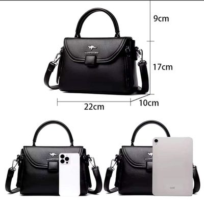 Luxury Designer Fashion High Quality Leather Kangaroo Handbag (Black)_img_2