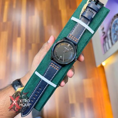 TUBULAR | AUTHENTIC LEATHER BELT |  BLUE BELT RED STITCH | BLACK DIAL_img_2
