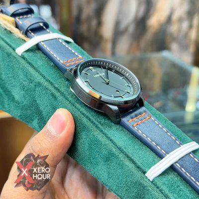 TUBULAR | AUTHENTIC LEATHER BELT |  BLUE BELT RED STITCH | BLACK DIAL_img_4