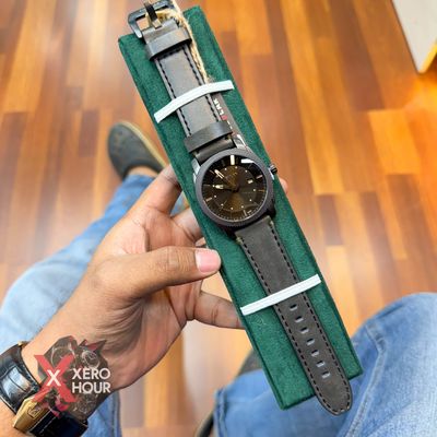 TUBULAR | FOSSIL SHAPE | AUTHENTIC LEATHER BELT |  BLACK BELT | BLACK DIAL_img_0