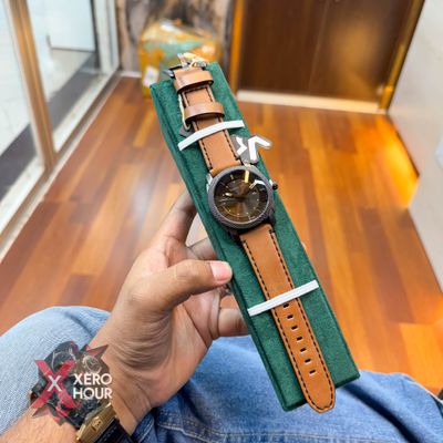 TUBULAR | FOSSIL SHAPE | AUTHENTIC LEATHER BELT | LIGHT BROWN BELT | BLAKC DIAL_img_0