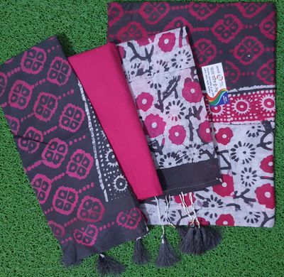 Batik Floral Print Casual Wear (Dark gray with Pink)_img_0