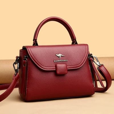 Luxury Designer Fashion High Quality Leather Kangaroo Handbag (Maroon)_img_1