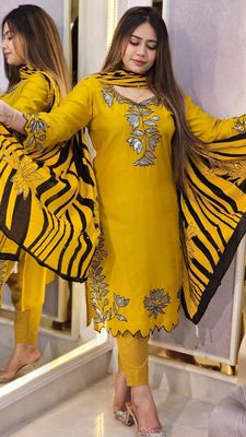 Premium Sequence Embroidery Three piece🍀_img_3