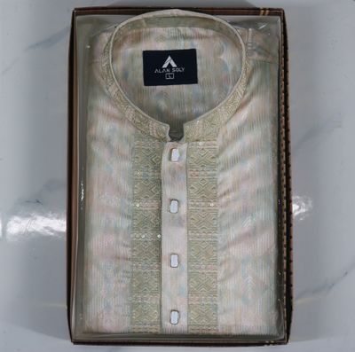 Elegant Light Gold Panjabi – Timeless Ethnic Wear_img_2