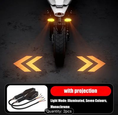 2pcs Universal LED Lamp Color Projection Lamp SequentialLights for Motorcycle