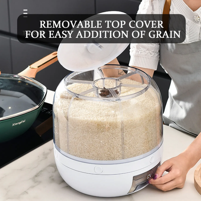 HOT Dispenser Kitchen Moisture-Proof 6-Grid Rotating Food Grain Dispenser Cereal Storage Box_img_1