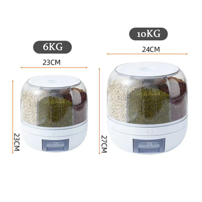 HOT Dispenser Kitchen Moisture-Proof 6-Grid Rotating Food Grain Dispenser Cereal Storage Box_img_2