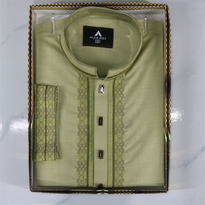 Elegant Light Green Embroidered Panjabi – Timeless Ethnic Charm_img_1