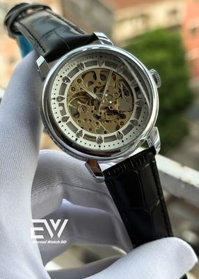 PATEK PHILLIPE AUTOMATIC BLACK BELT WHITE DIAL SILVER CASE_img_0