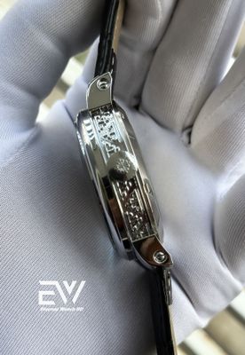 PATEK PHILLIPE AUTOMATIC BLACK BELT WHITE DIAL SILVER CASE_img_1