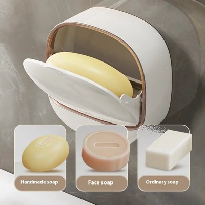 Wall-mounted Soap Box Plastic bar Soap Holder Drain Bathroom Soap Holder_img_0