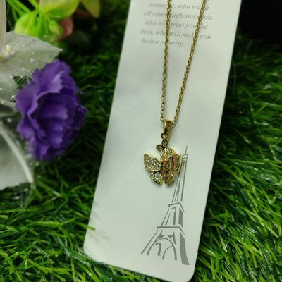 Fantasy Colorful Acrylic Butterfly Pendant Necklace For Womens_img_0