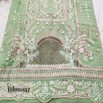 Premium White Gold Indian Unstitched (Green)_img_1