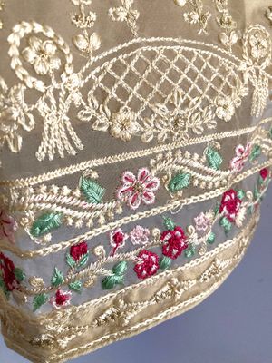 Embroidered Women's One-Piece - Formal Kameez Collection - Organza Cream_img_2