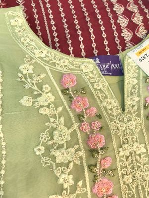 Embroidered Women's One-Piece - Soft Lime - Organza Cream_img_0