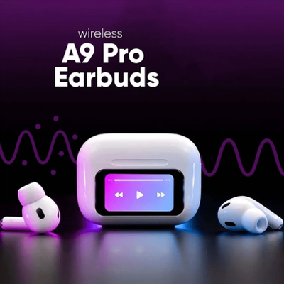 A9 Pro ANC Touch Screen Display Earbuds – White Color_img_2