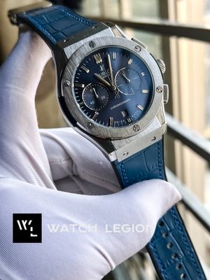 HUBLOT CLASSIC FUSION SILVER CASE BLUE BELT BLUE DIAL LEATHER TEXTURE_img_0