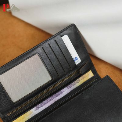 Black Double Chamber Long Wallet_img_3