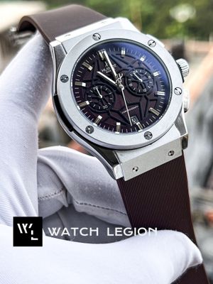 HUBLOT BELT SPIDER BROWN DIAL SILVER CASE BROWN BELT_img_0