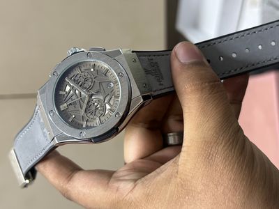 HUBLOT BELT SPIDER GREY DIAL SILVER CASE GREY BELT VELVET TEXTURE_img_0