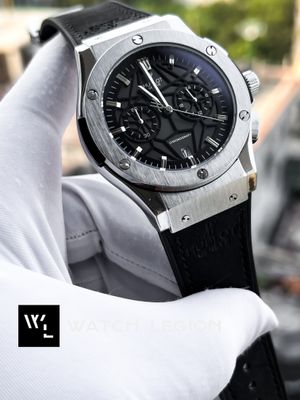 HUBLOT BELT SPIDER BLACK DIAL SILVER CASE BLACK BELT VELVET TEXTURE_img_0