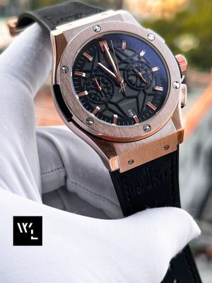 HUBLOT BELT SPIDER BLACK DIAL ROSE GOLD CASE BLACK BELT VELVET TEXTURE_img_0