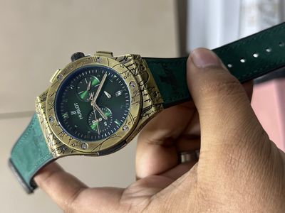HUBLOT BELT ENGRAVED GOLDEN CASE GREEN DIAL GREEN BELT
