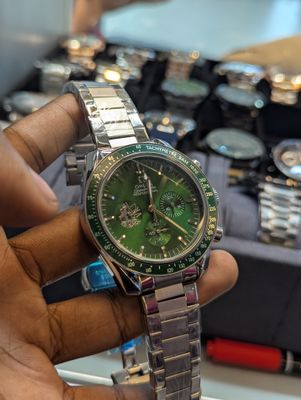 omega speedmaster green dial silver belt_img_0