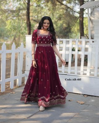 Semi –Embroidery & Sequence Work Party dress_img_0