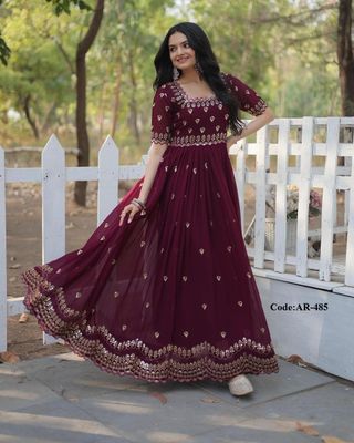 Semi –Embroidery & Sequence Work Party dress_img_1