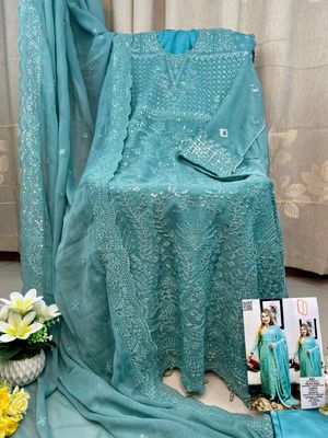 Semi –Embroidery & Sequence Work Party dress_img_8
