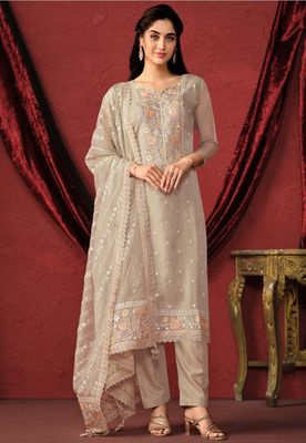 Semi –Embroidery & Sequence Work Party dress_img_1