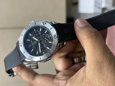 TAG AQUARACER SILVER CASE BLACK STRIP DIAL BLACK BELT_img_0