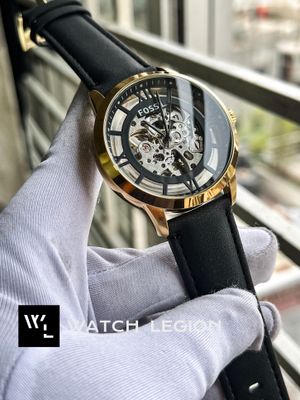 FOSSIL AUTO BLACK BELT BLACK DIAL GOLDEN CASE_img_0