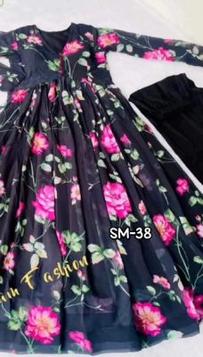 Black Queen Georgette Gwan Three piece Set_img_0
