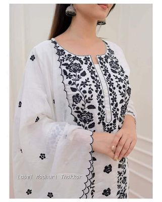 White Cotton Three Piece Set_img_1