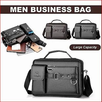Luxury Brand Mens Leather Bags Messenger Bag Briefcase Satchel Shoulder Handbag CrossBody Bag For Work Business_img_0
