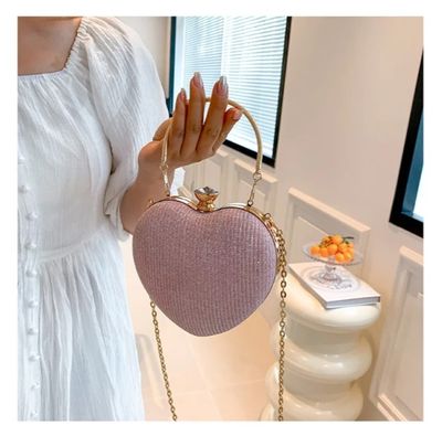 1 Bags Clutch Fashion Chain Luxury Designer Heart Shape For Women_img_0