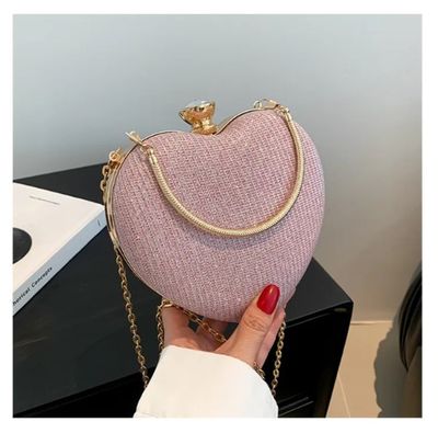 1 Bags Clutch Fashion Chain Luxury Designer Heart Shape For Women_img_3